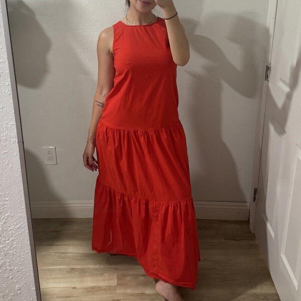 Code X Mode Cotton Blend Red Tailored Maxi Dress, Size Xsmall Xs